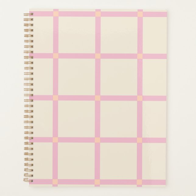 Weiches Beige- und Rosa-Rastermuster Planer (Vorderseite)