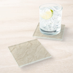 Weiches Beiges Marmor Elegantes Minimales Modernes Glasuntersetzer