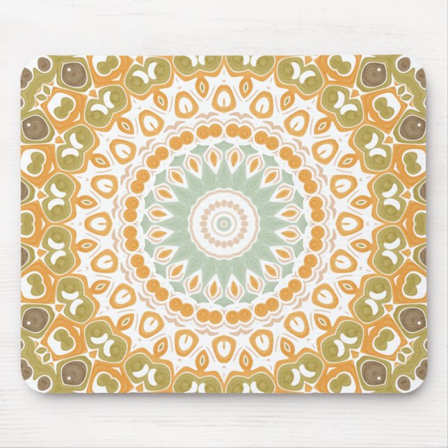 Weiches Bernstein- und Salbeimandala-Muster Mousepad (Vorne)
