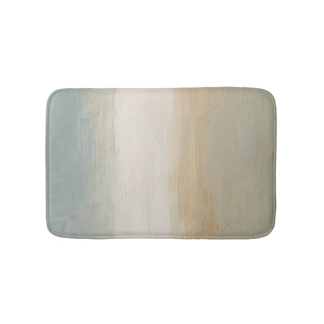 Weiches Blau Beige Olivgrau Rustikaler Abstrakter  Badematte (Vorderseite)
