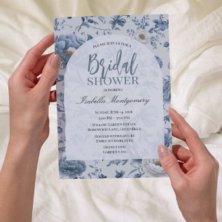 Weiches Blau Chinoiserie Blumenmuster Einladung