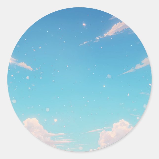 Weiches Blau Himmel Rund Aufkleber (Vorderseite)