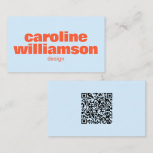 Weiches Blau Orange Fetter Name QR-Code Scan Portf Visitenkarte