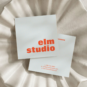 Weiches Blau Orange Gestreift Fett Quadrat Bunt Lu Quadratische Visitenkarte