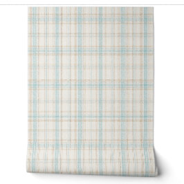 Weiches Blau- und Beige-Karo-Wallpaper Tapete
