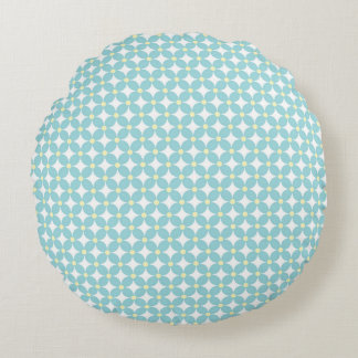 Weiches Blau und Gelb Geometrisches Muster Rundes Kissen