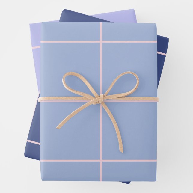 Weiches Blau- und Rosa-Rastermuster Geschenkpapier Set (Beispiel)
