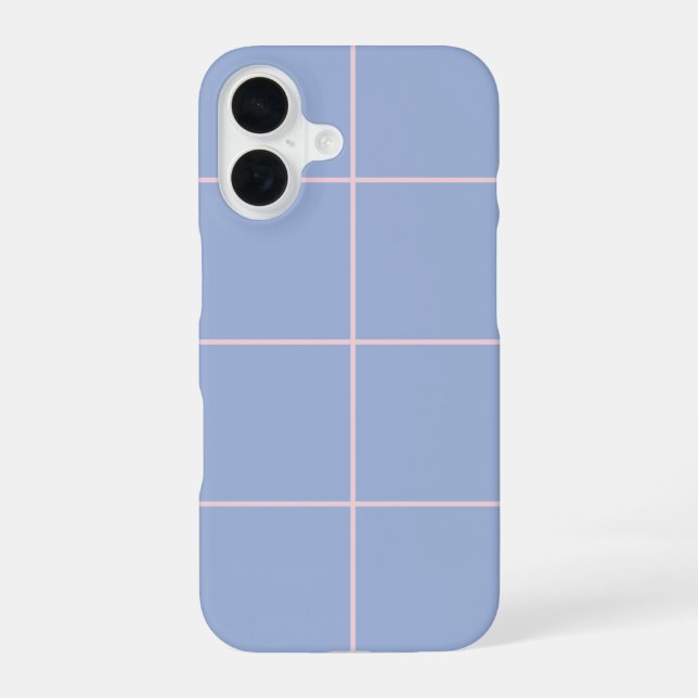 Weiches Blau- und Rosa-Rastermuster iPhone 16 Hülle (Rückseite)