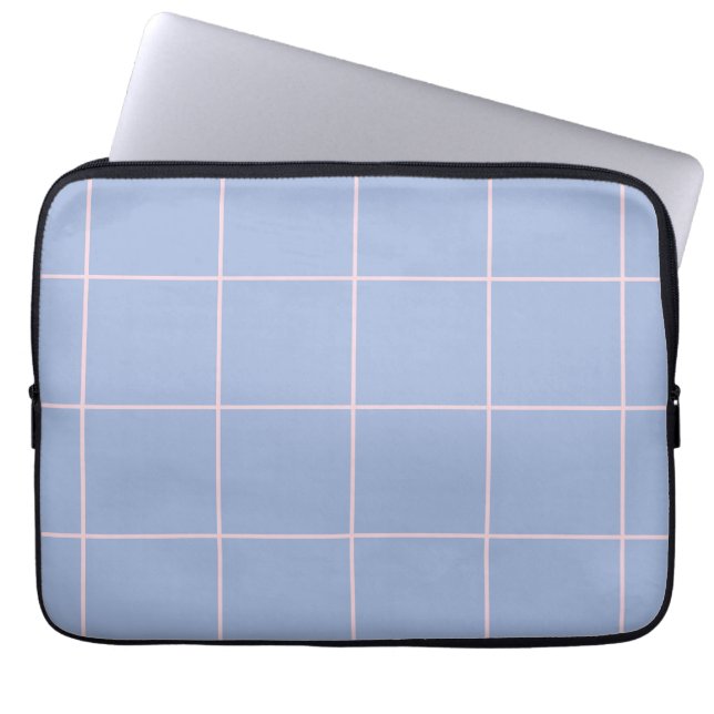 Weiches Blau- und Rosa-Rastermuster Laptopschutzhülle (Vorderseite)