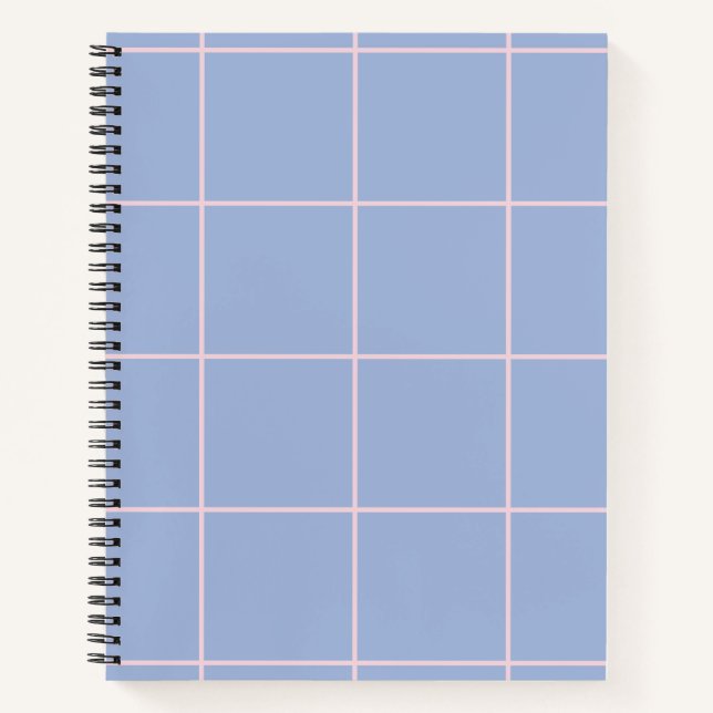 Weiches Blau- und Rosa-Rastermuster Notizbuch (Vorderseite)