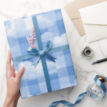 Weiches Blau Weiß Sommer Gingham Wolken Karo Muste