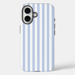Weiches Blau-Weiß-Vertikalstreifenmuster Kunst iPhone 16 Hülle