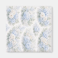 Weiches Blau Weißes Wasserfarben-Blumenmuster Eleg