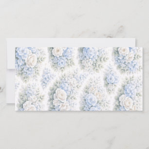 Weiches Blau Weißes Wasserfarben-Blumenmuster Eleg Save The Date