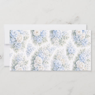 Weiches Blau Weißes Wasserfarben-Blumenmuster Eleg Save The Date