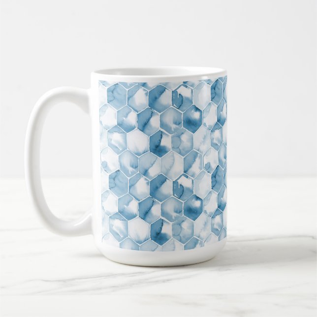 Weiches blaues Aquarell Canotype Muster Kaffeetasse (Links)
