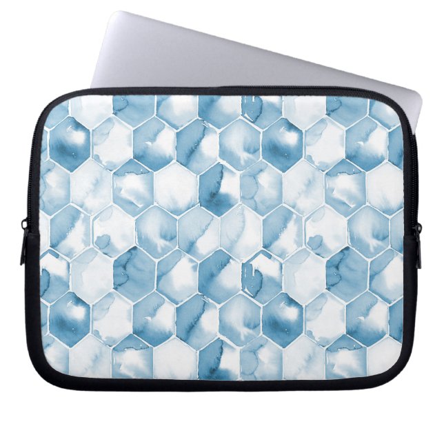 Weiches blaues Aquarell Canotype Muster Laptopschutzhülle (Vorderseite)