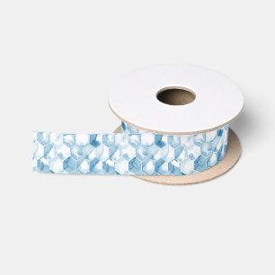 Weiches blaues Aquarell Canotype Muster Satinband