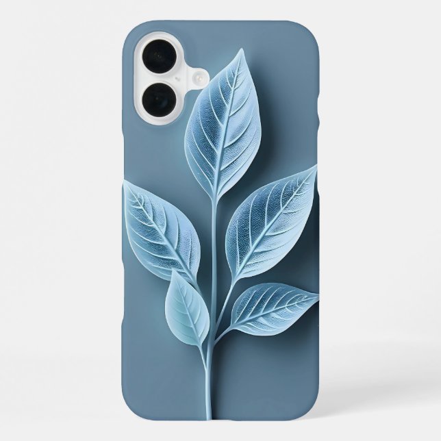 Weiches blaues Blattmuster-iPhone-Case iPhone Hülle (Rückseite)