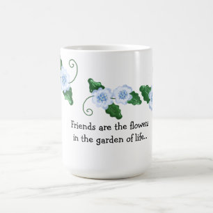 Weiches Blaues Blumenmuster mit Freundschaftsspruc Tasse