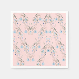 Weiches blaues Blumenmuster-Papiertuch Serviette