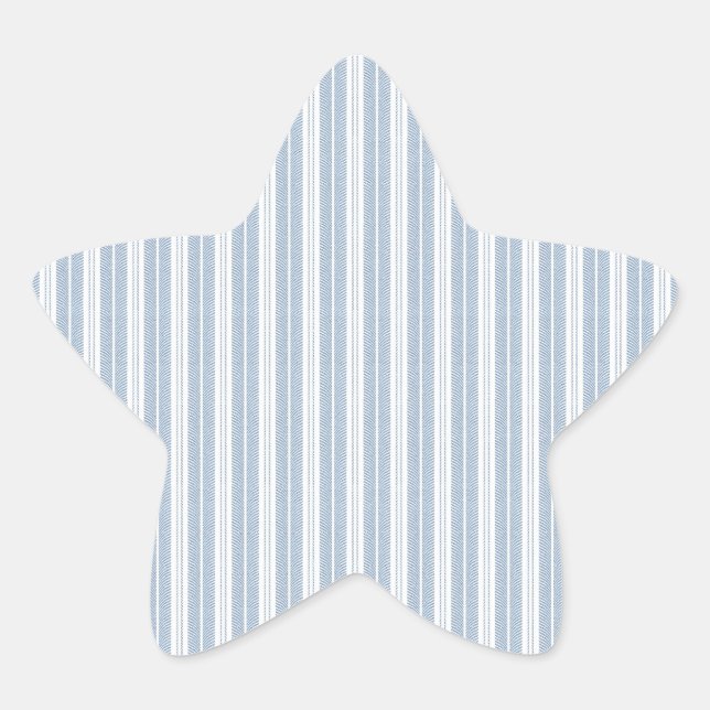 Weiches Blaues Fischgrät-Farn-Gestreiftes Muster Stern-Aufkleber (Vorderseite)