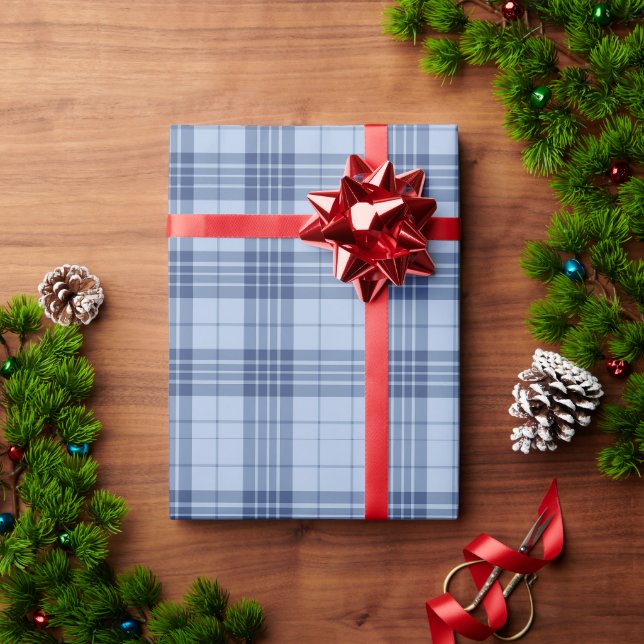 Weiches blaues Karo-Nahtloses Muster Geschenkpapier (Feiertagsgeschenk)