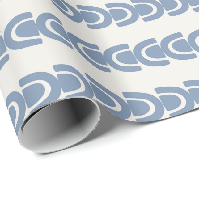 Weiches Blaues Organisches Bogenstreifenmuster Geschenkpapier (Rolleneckpunkt)