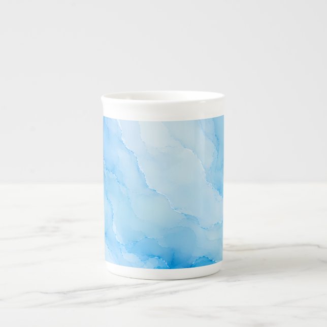 Weiches Blaues Wasserfarb-Marmor Prozellantasse (Vorderseite)