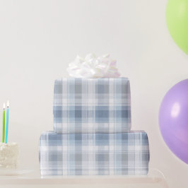 Weiches Blaugrau Küstennebel Karomuster Geschenkpapier