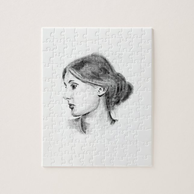 Weiches Bleistiftporträt Virginias Woolf Puzzle (Vertikal)