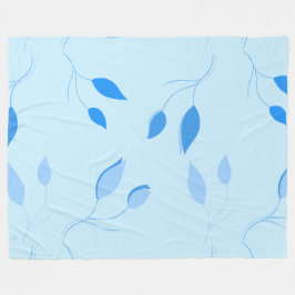 Weiches botanisches blaues Blattmuster Fleecedecke