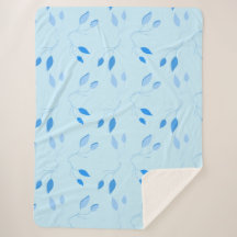 Weiches botanisches blaues Blattmuster Sherpa-Deck
