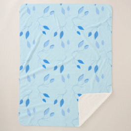 Weiches botanisches blaues Blattmuster Sherpa-Deck Sherpadecke