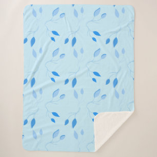 Weiches botanisches blaues Blattmuster Sherpa-Deck Sherpadecke