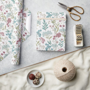 Weiches botanisches Wildblumen-Wiesen-Verpackungsp Geschenkpapier