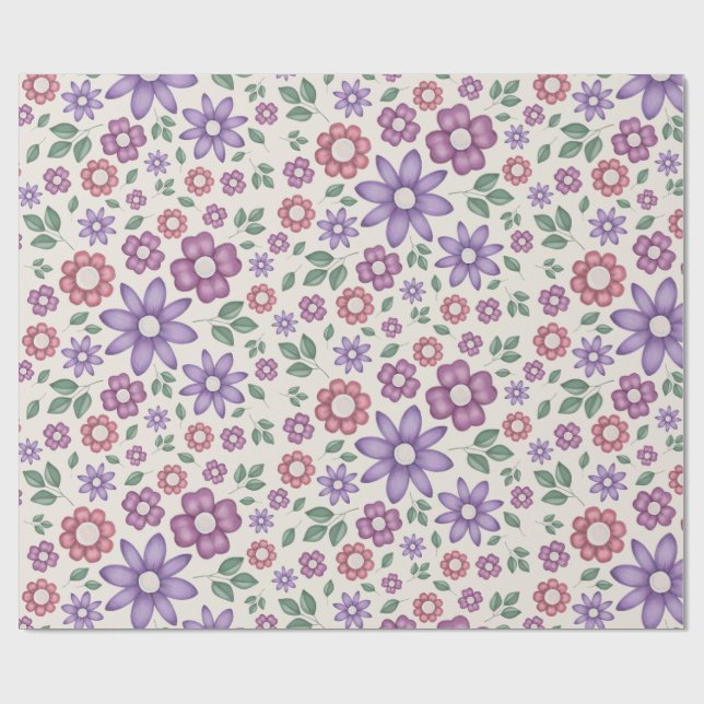 weiches Creme-Launenhaftes Blumenmuster Geschenkpapier (Flach)
