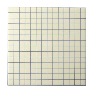 Weiches Creme- und Navyblau kariertes Retro-Muster Fliese