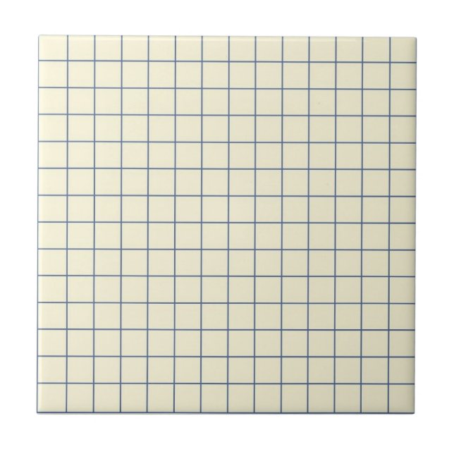 Weiches Creme- und Navyblau kariertes Retro-Muster Fliese (Vorderseite)
