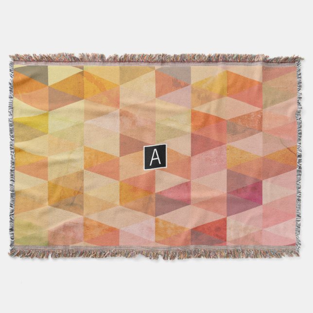Weiches Dreieck-Geometrisches Muster | Monogrammie Decke (Vorderseite)