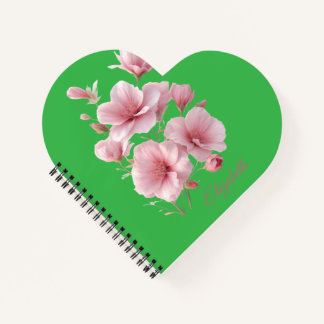 Weiches Elegantes Rosa Florales Personalisiertes Notizbuch