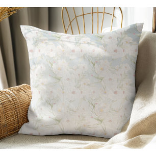 Weiches elegantes weißes Blumenmuster Kissen