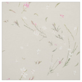 Weiches Elfenbein Gaura Aquarell-Blumenmuster Stoff