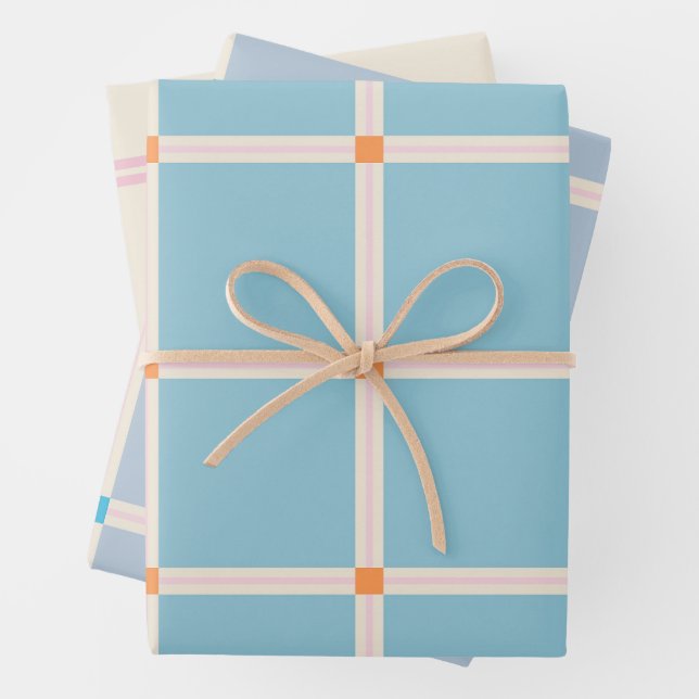 Weiches Farbrastermuster mit warmer Akzent-Minimal Geschenkpapier Set (Beispiel)