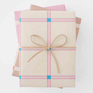 Weiches Farbvertikalstreifenmuster-Punktdesign Geschenkpapier Set