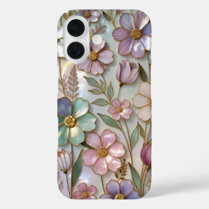 Weiches florales iPhone-Case mit pastellfarbener B iPhone 16 Hülle