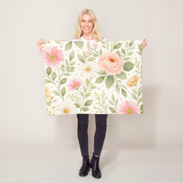 Weiches Florales Wasserfarbenmuster Fleecedecke
