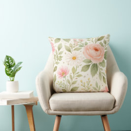 Weiches Florales Wasserfarbenmuster Kissen