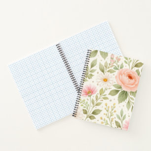 Weiches Florales Wasserfarbenmuster Notizbuch