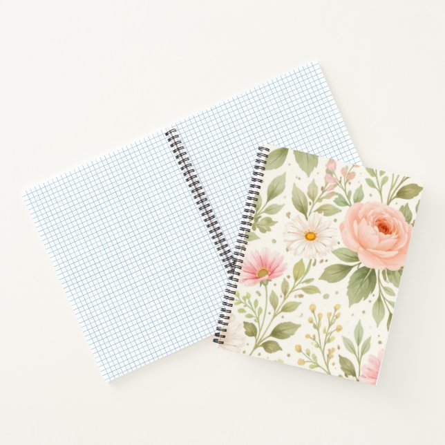 Weiches Florales Wasserfarbenmuster   Notizbuch (Innenseite)